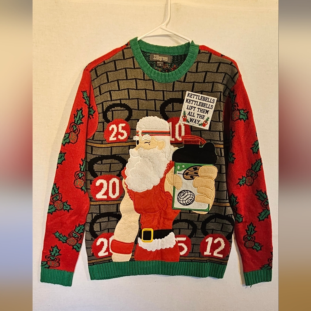 Men's SZ Small Fit Santa With Kettle Bells